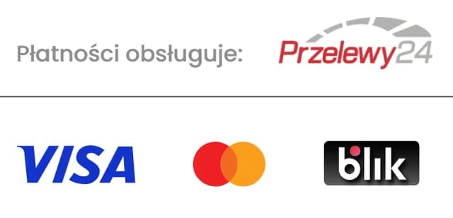 Płatności obsługuje Przelewy24: karty Visa i Mastercard oraz BLIK